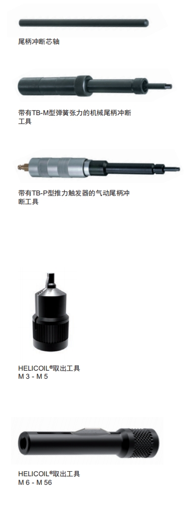 HELICOIL®Plus产品所需的尾柄冲断工具和取出工具